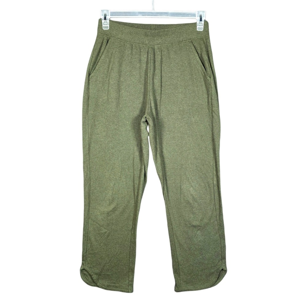 Pact Pants Women's Medium Green Organic Cotton French Terry Pull On Tulip Hem